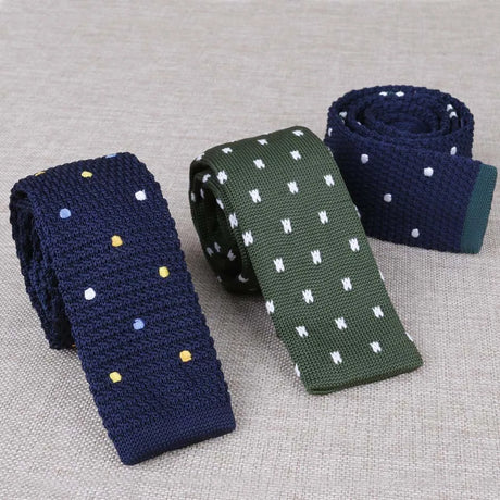 Men's Suits Knit Tie Plain Necktie For Wedding Party Tuxedo Casual Dots Woven Skinny Gravatas Cravats Accessories 25colors