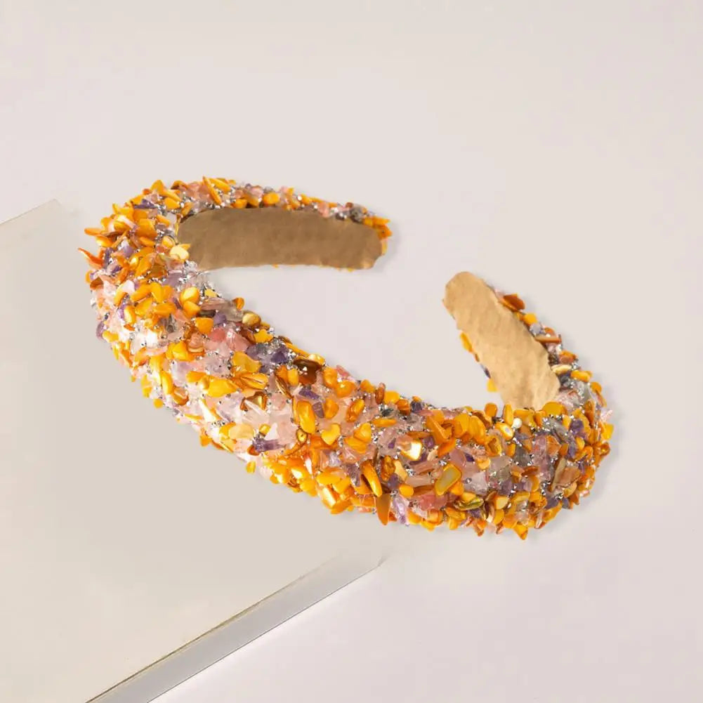 Women Headband Artificial Crystal Embellished Wide Band Headwear Elastic Anti-slip Luxury Fashion Ladies Hair Hoop Accessories 