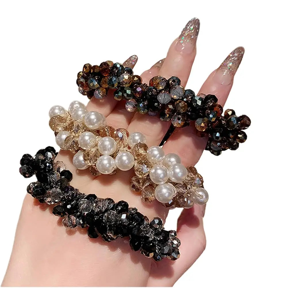 Crystal Beads Hair Ties Hair Scrunchies Hair Elastics Pearl Ponytail Holders Hair Wrist Ties Bands Scrunchies Hair Accessories