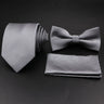 Hot Sale Red Blue Tie Set Polyester Slim Striped Necktie Bowtie Cufflink Brooch For Groom Suit Wedding Cravat Shirt Accessory
