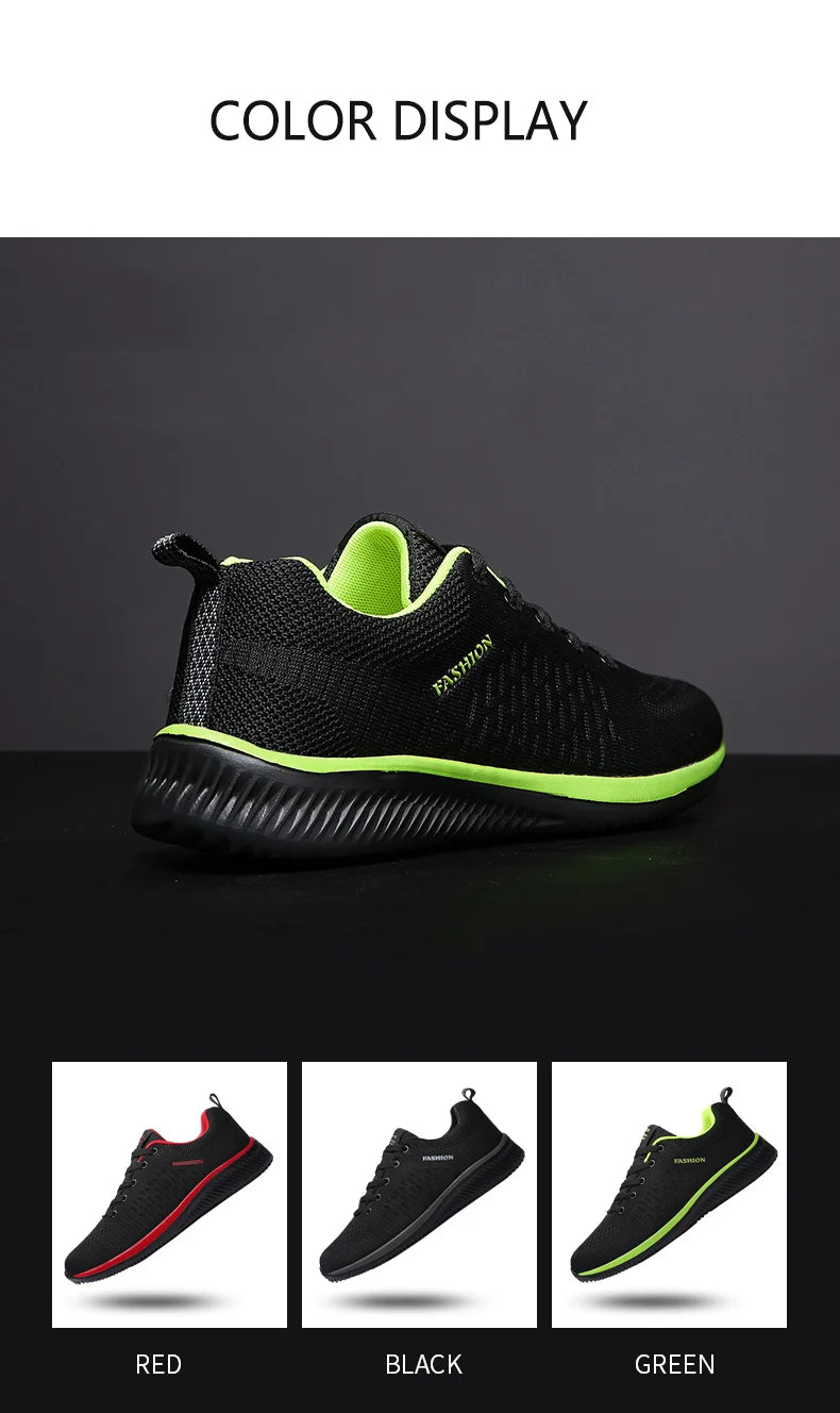 Men Running Sneakers Lightweight Athletic Shoes Classical Mesh Breathable Lace-up Outdoor Walking Shoes Male Tennis Shoes