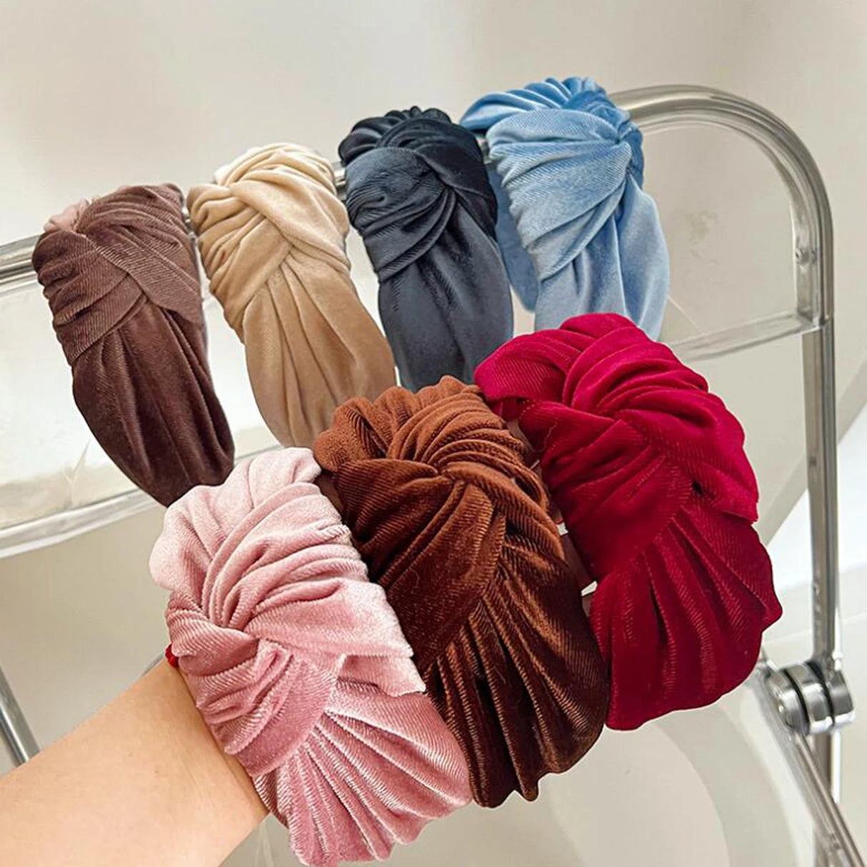 PROLY New Fashion Hairband For Women Solid Color Wide Side Headband Warm Canary Velvet Turban Winter Hair Accessories Wholesale