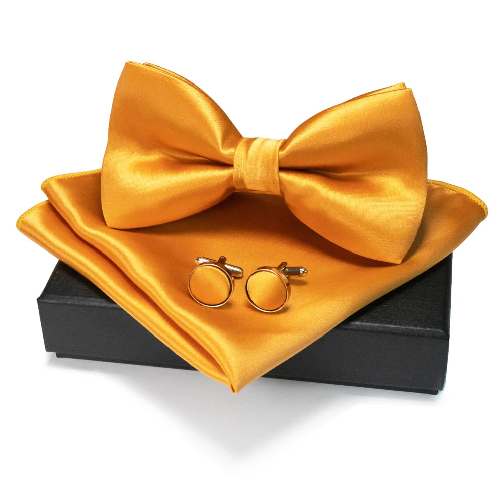 EASTEPIC Men's Bow Tie Sets Including Cufflinks and Handkerchieves Bow Ties with Adjustable Straps for Formal Occasions