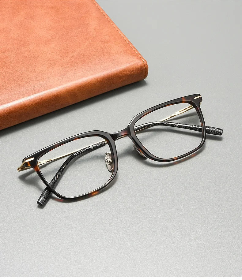 High Quality Luxury Glasses Ultra Light Pure Titanium Men's Eyeglass Frames High-Quality Acetate Prescription Eyeglass Frames