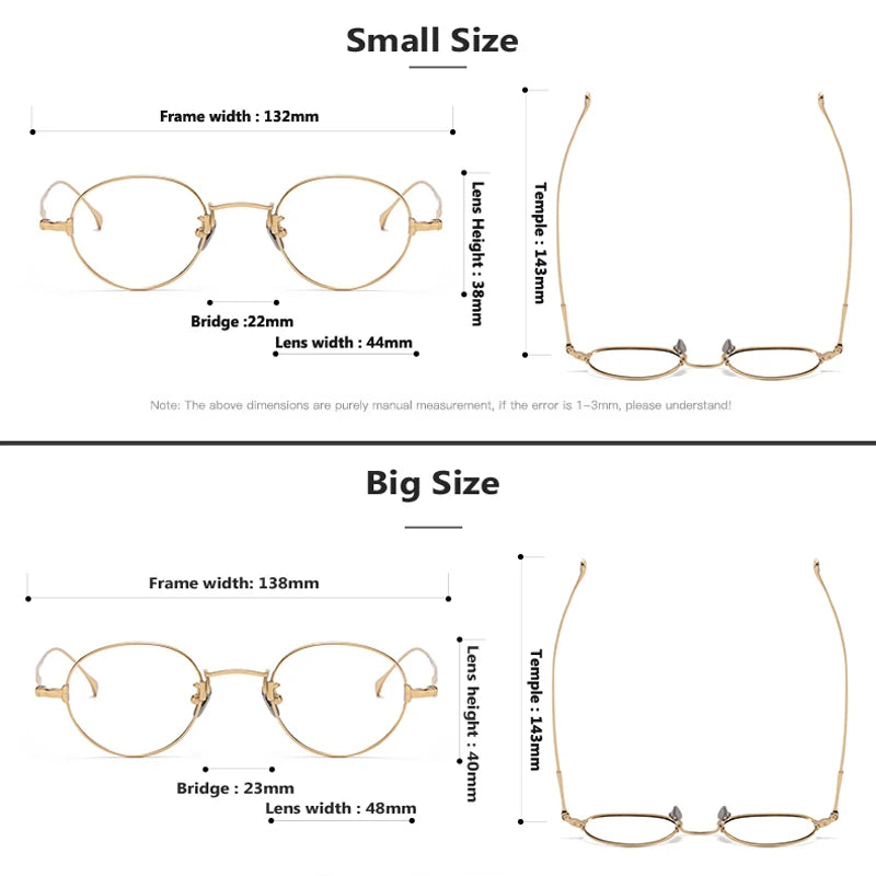 Pure Titanium Glasses Frame Men Women Vintage Round Brand Design Eyeglasses Frames New Titan Eyewear High Quality Spectacles