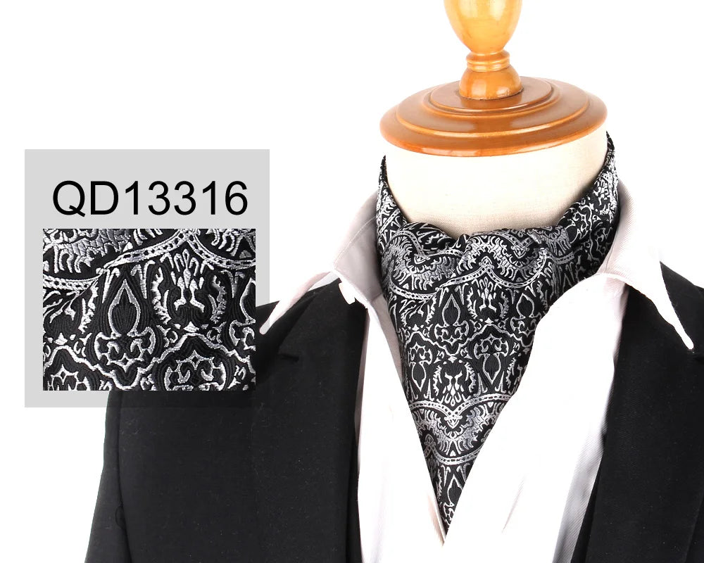 Ascot Tie Cravat Luxury Mens dots Neck Tie Self Tie  for Men Wedding Necktie