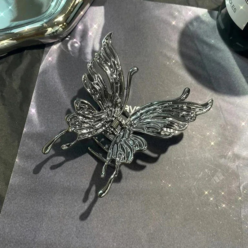 Butterfly Hair Clip Bright Silver Cross Geometric Hairpin Rose Flower Hair Claw Woman Girls Styling Barrette Headdress