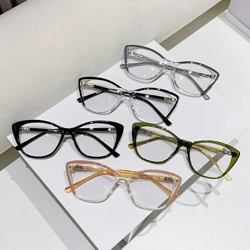 2025 Blue Light Blocking Myopia Glasses Women Men's Cat Eye Frame Photochromic Eyewear Minus Diopter Short-sight Eyeglasses