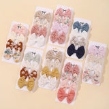 4Pcs/Set Sweet Hair Bows Hair Clip Children Lovely Bowknot Hair Pins for Baby Girls Hair Accessories Print Hollow Hairgripe Gift