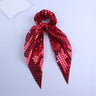 New Disco Party Favors Elastics Glitter Sequin Hair Bands with Bow Elastic Bands Ponytail Tie Hair Scarf Headwear