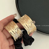 Korean Woman Golden Metal Wire-drawing Semiarc Elastics Hair Band Girls Scrunchies Hair Ties Ponytail Holder Hair Accessories