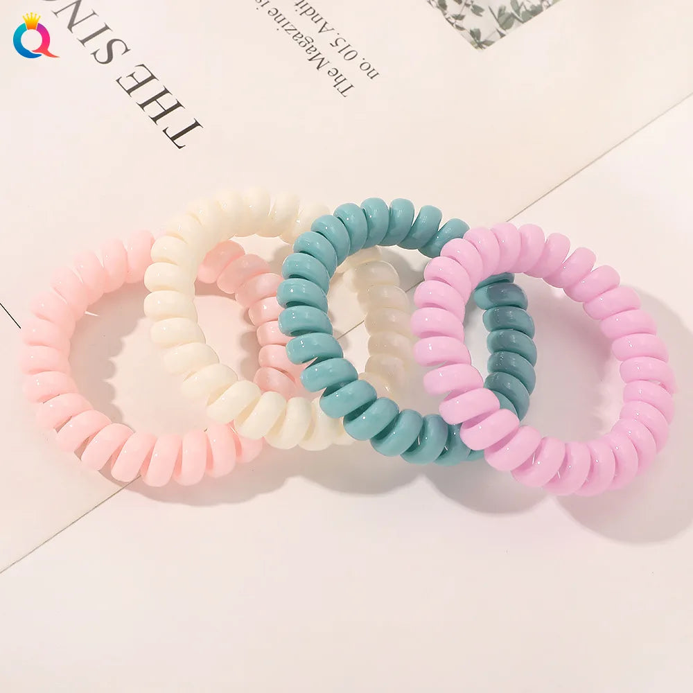 High Elasticity Telephone Coil Hairbands Women Spiral Hair Ties Girls Hair Rings Rope Solid Color Hair Accessories Gum Scrunchy