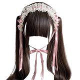 Gothic Headbands for Women Subculture Headband Gothic Bow White Headwear Cosplay Maid Flouncing Photo Props