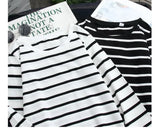 1PC Spring and Autumn Winter Black Striped Top with Foreign Style Ins Bottom Shirt Women Long Sleeve T-shirt