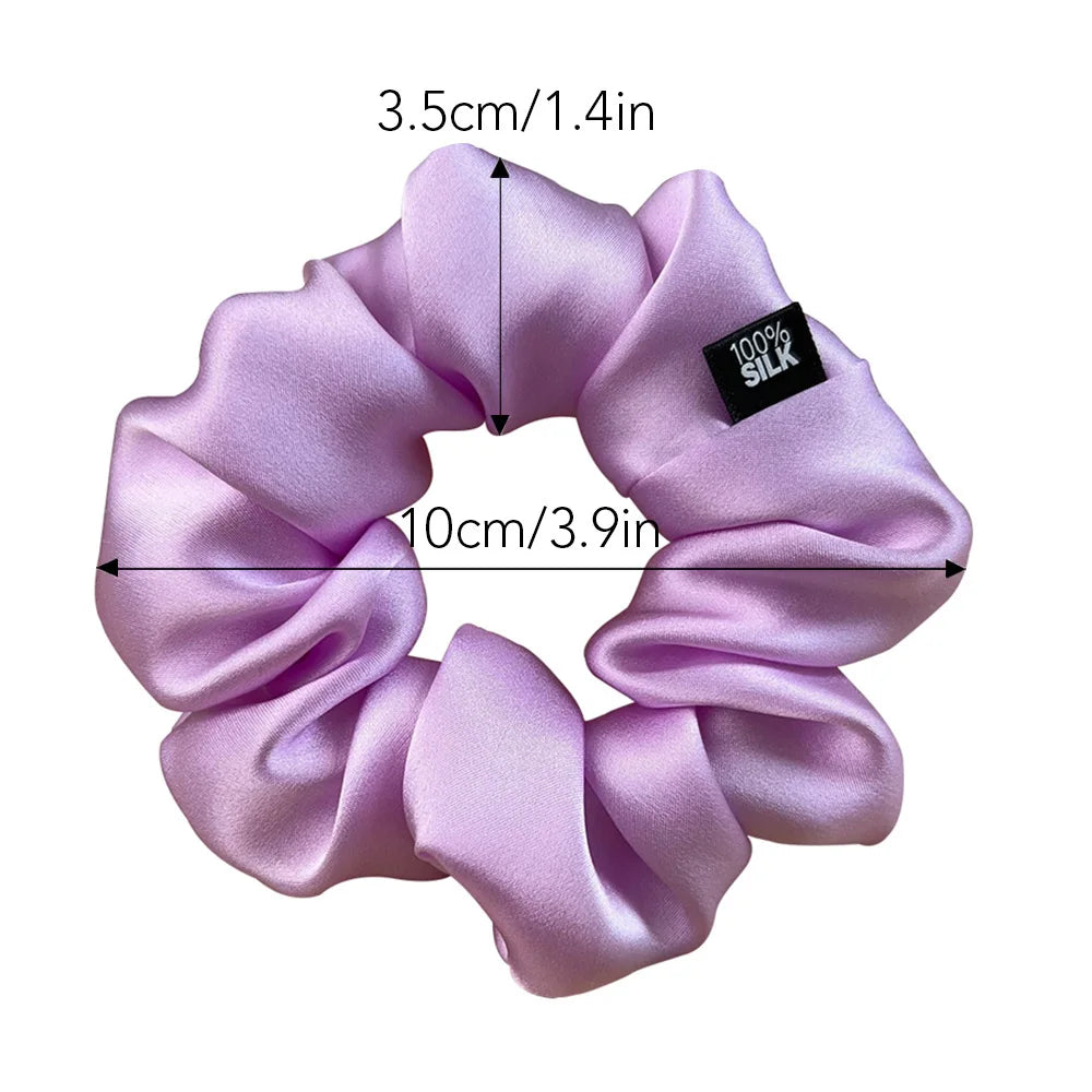 100% Mulberry Silk Hair Scrunchies Elastic Rubber Band Hair Ties Big Large Gum Ropes Ponytail Holders for Women Girls 19 Momme