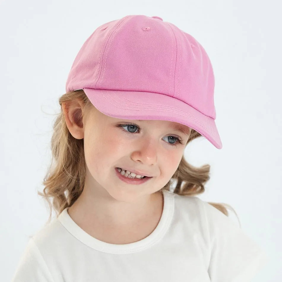 Kids Caps Children Solid Color Cotton Breathable Snapback Cap Baby Cute Adjustable Sunhat Girls Summer Baseball Hats 1-5 Years