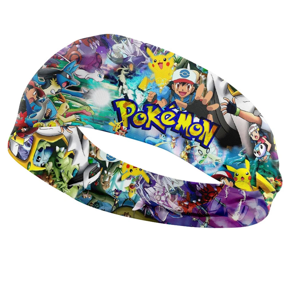 Pokemon Headbands Pikachu Stretch Wide edge Headbands Anime Childrens Sports Headbands Outdoor Running Anti Sweating Headbands