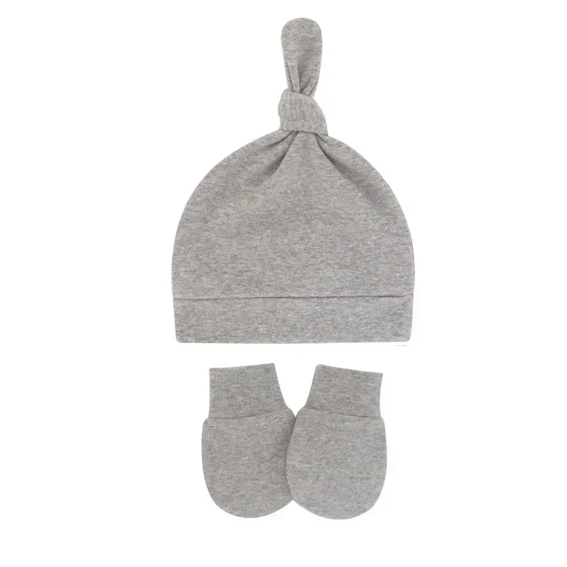 Newborn Baby Hat with Gloves Autumn Winter Warm Cotton Kids Beanies Stuff Children Accessories Infant Nightcap 0-6 Months Babies
