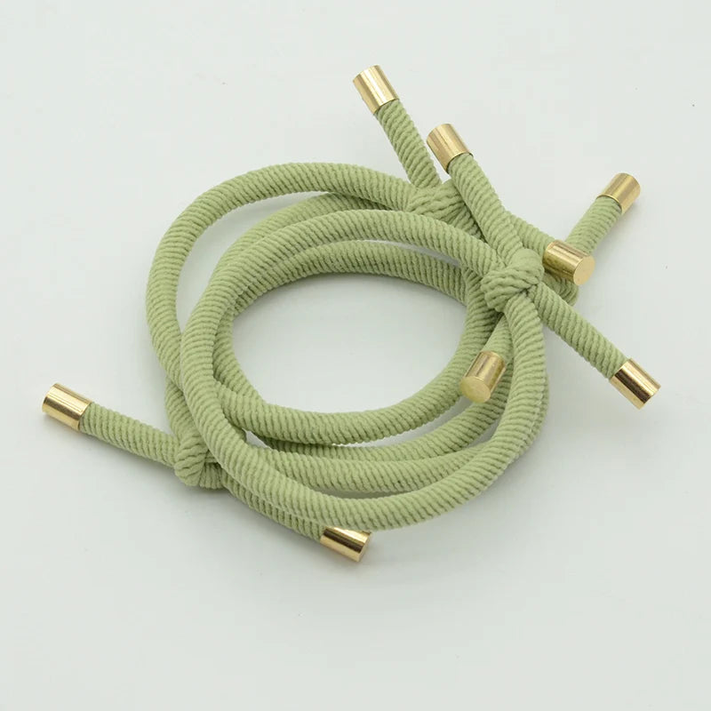 10PCS 5mm Knotted Twilled Elastic Hair Bands Golden Ends Hair Ties for fashion girls elasticity ponytail holders hair scrunches