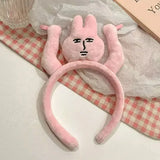Headbands New Pink Bunny Hair Band Quirky Fun Plush Headband Grip Bangs Cute Photo Decoration Hair Bands Headdress