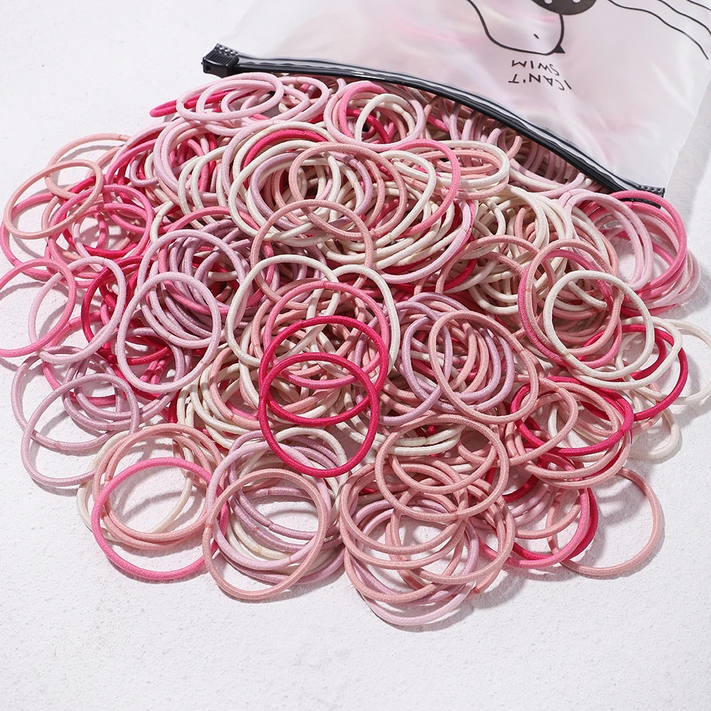 50PCS Macaron Rubber Band Hairband Headband High Elastic Durable Hair Ring Tied High Ponytail Women's Kids Hair Headwear
