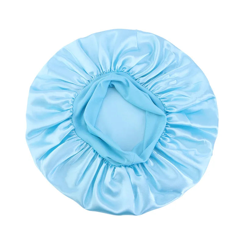 Hair Bonnet for Sleeping Silk Nightcap Satin Elastic Narrow Brim Shower Cap Round Hat Home Hair Care Cap Satin Bonnet