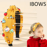 Knotted Wide Headbands Diadem For Back To School Pearls Pencil Hair Bands Kids Head Hoop Girls Children Daily Tiara Accessories