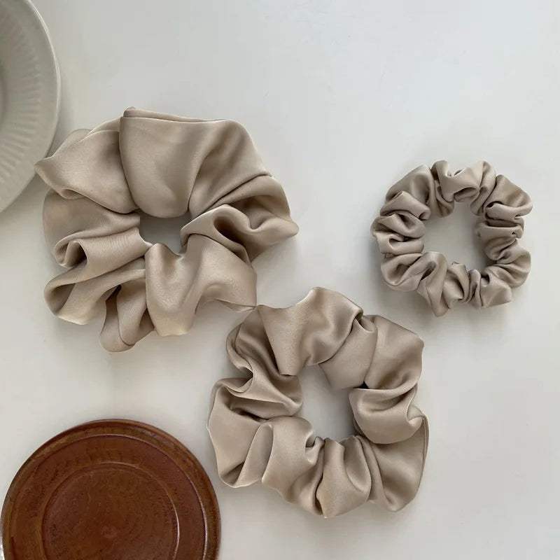 Silk Scrunchie Elastic Hair Bands Solid Color Women Girls  Headwear Fashion Headband Ponytail Holder Hair Accessories