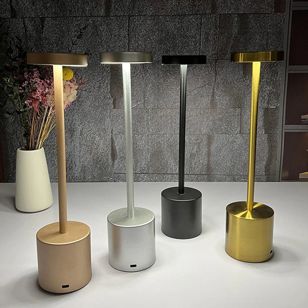 1PC Metal Classic Table Lamp USB Rechargeable Night Light Stepless Dimming Touch 3 Level Bedside Lamp Hotel Bar Decoration