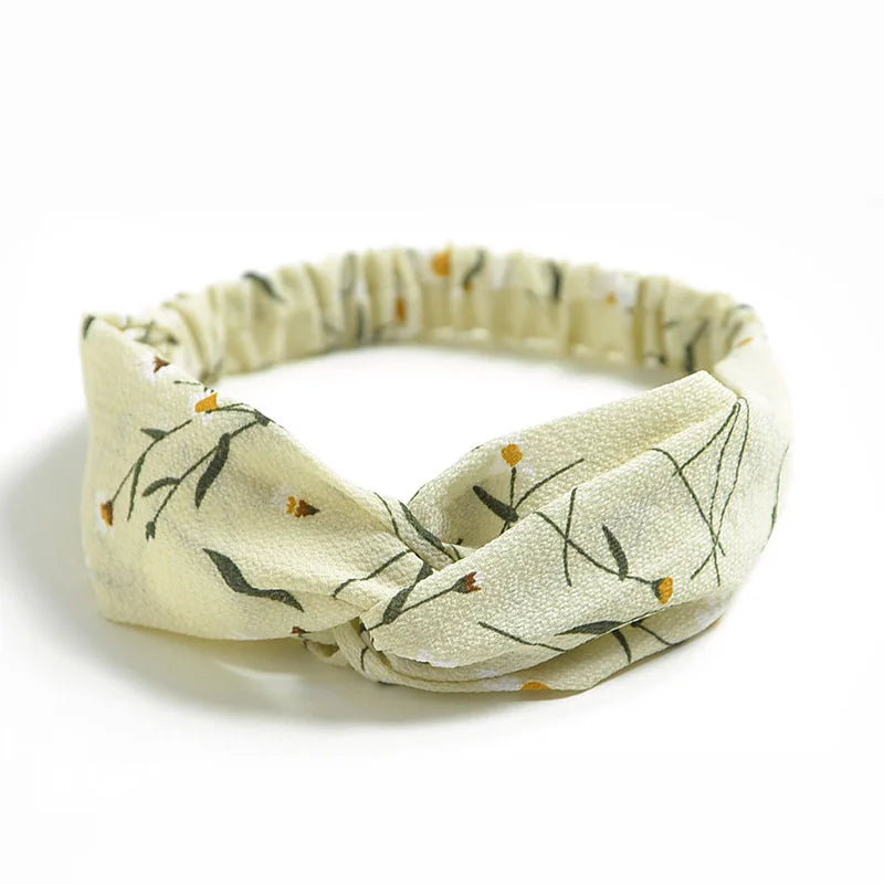 Fashion WomenFloral Headband Hair Accessories Leopard Cross Knotted Bow Chiffon Hair Band Girls Headdress Ladies Hoop Headwear