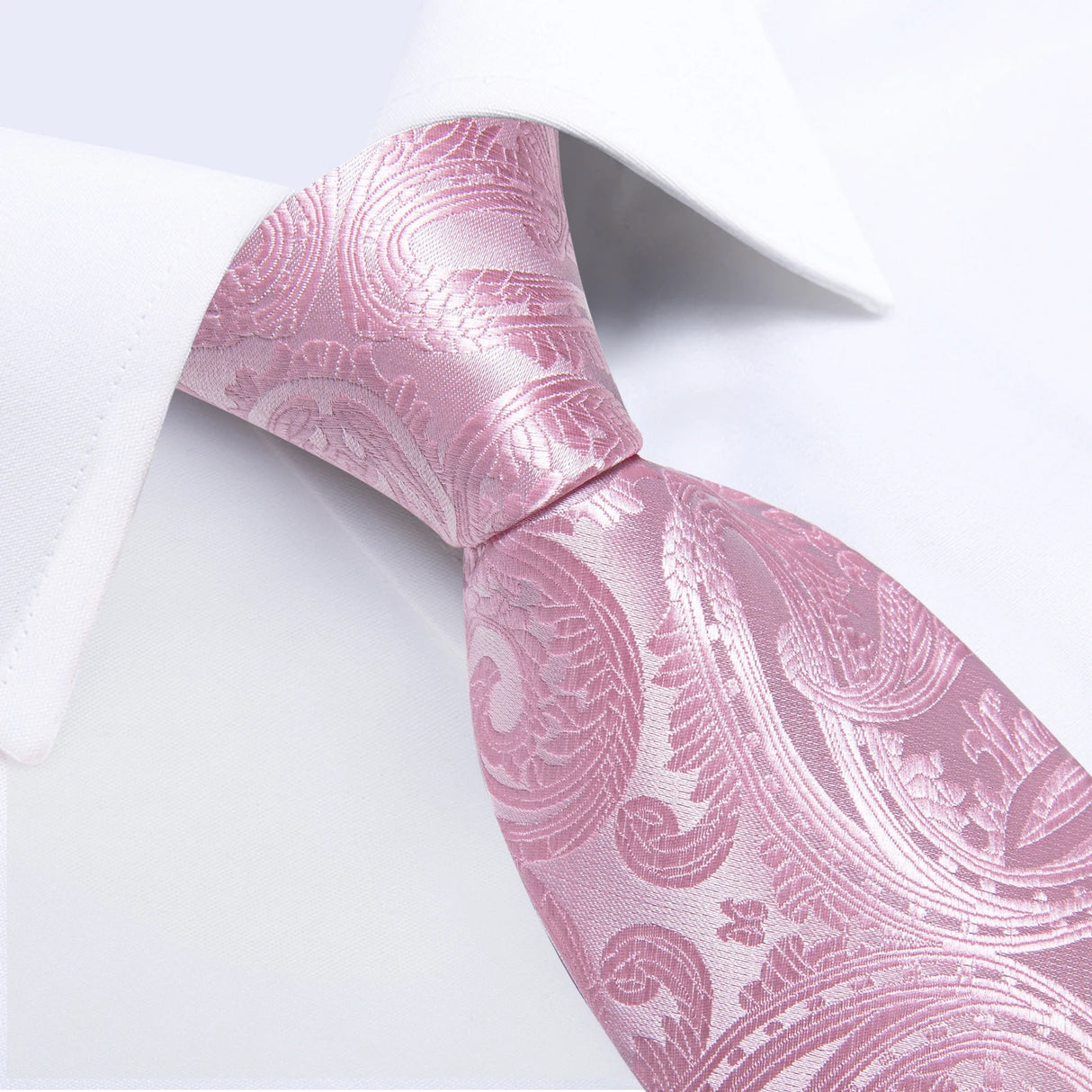 Pink Striped Floral Solid Paisley 8cm Silk Men's Tie Set Handkerchief Cufflinks Wedding Business Prom Accessories Tie Cravat