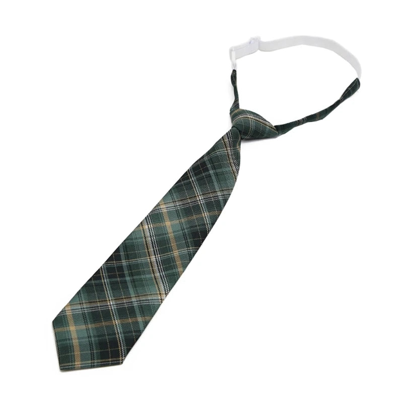 Lazy JK Ties Women Plaid Slim Cute Necktie Plaid Uniform School Student Neckties for Boy Girl Japanese Cosplay Neckwear