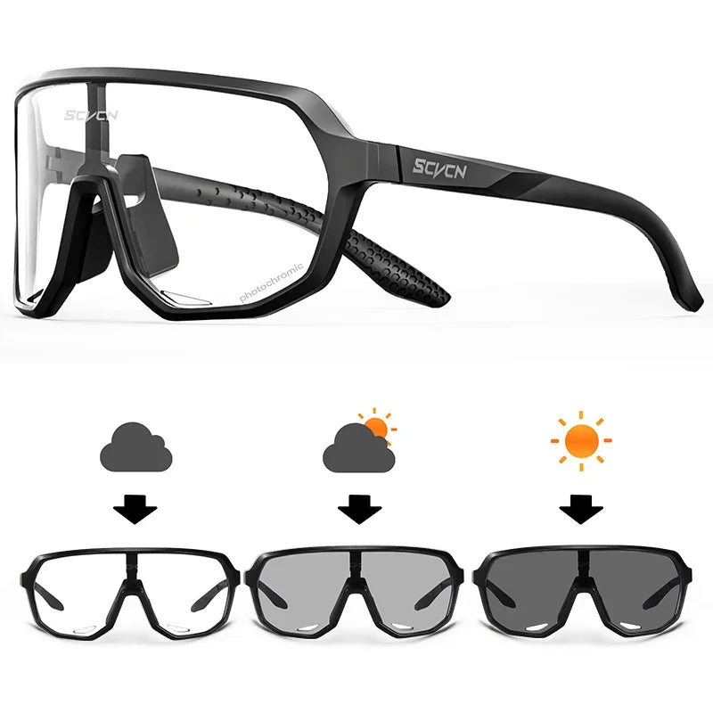 SCVCN New Riding Cycling Sunglasses Outdoor Sports Running Goggles Men's Mtb Bicycle Glasses Women Cycling Eyewear 1 Lens