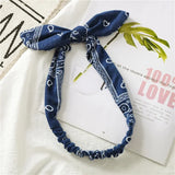 New Fashion Printing Rabbit Ear Knotted Elastic Hair Band Wide Girl Woman Hair Band Headband Hair Accessories Headdress