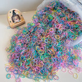 500Pcs/bag Girls Colourful Disposable Rubber Band Hair Ties Headband Children Ponytail Holder Bands Kids Hair Accessories