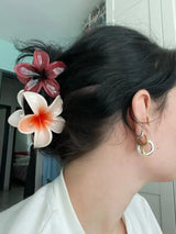 Gradient Flower Hair Clip Beach Hairpins Flower Claw Clips Hawaiian Style Headwear Summer Flower Hairpins Girls Hair Accessories