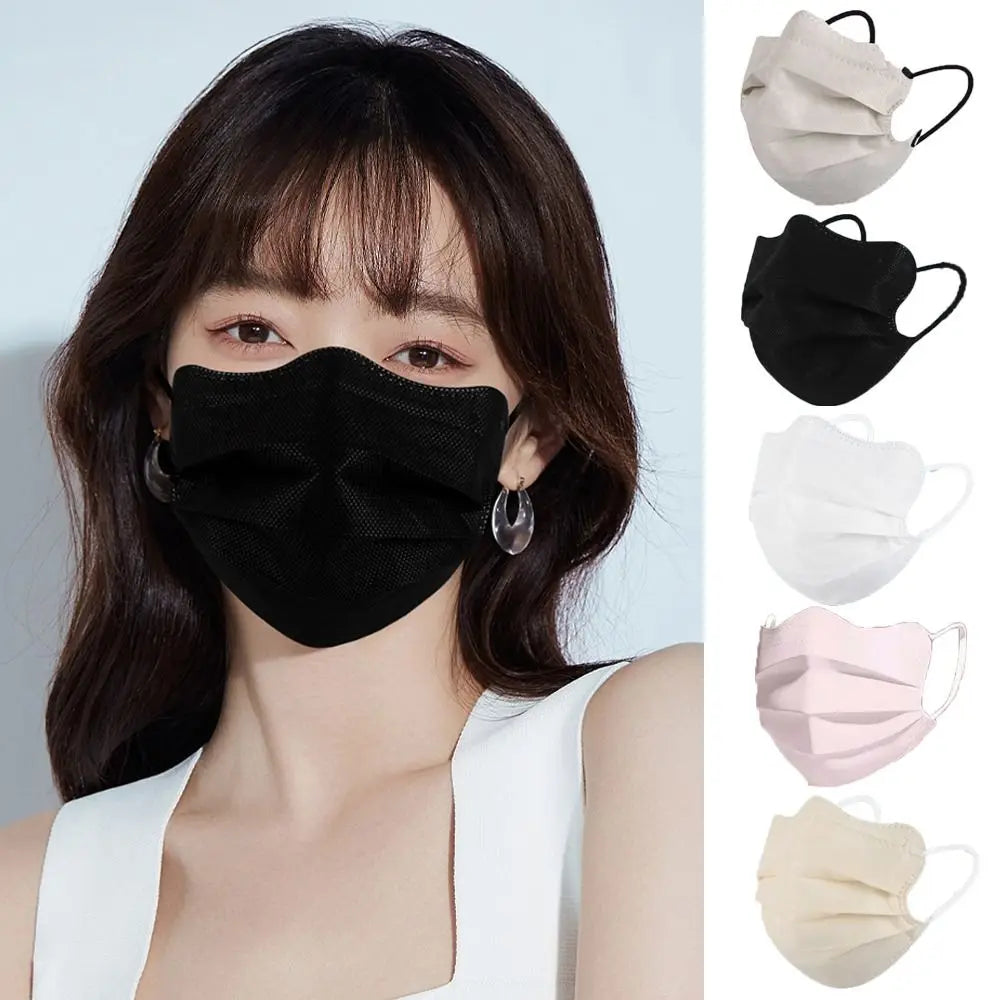 50pcs Butterfly Shaped Design Disposable Face Mask Breathable 3layer Morandi Color Protective Face Cover V-face Anti Dust Mask