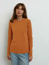 Bornladies Women's Spring Autumn 100% Cotton T-shirt Bottoming Basic Solid Lady Long Sleeve Loose Tops Shirts Oversized T Shirt