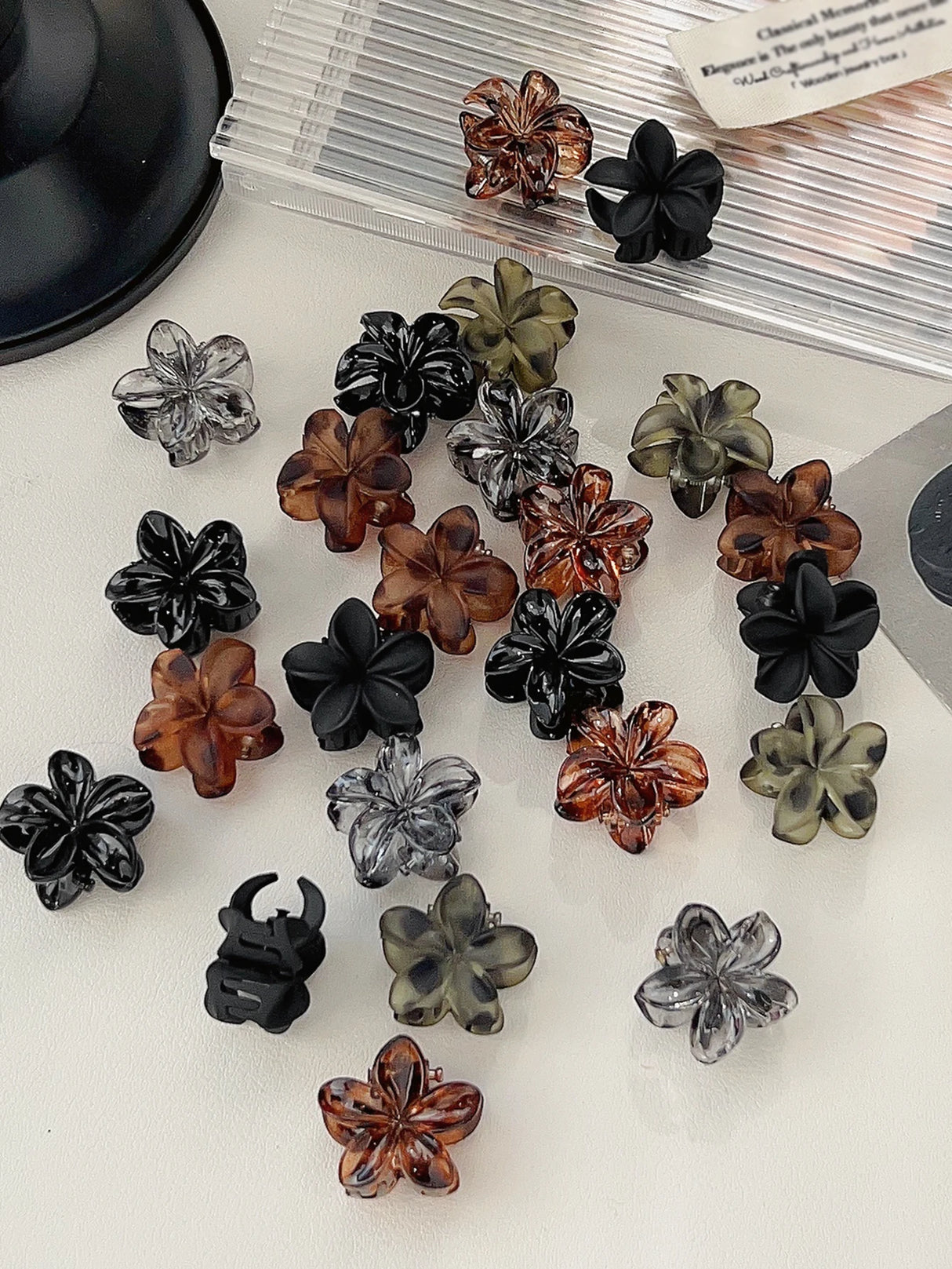 Mini Flower Hair Clips Pack for Women - Creaseless Styling Claw Clips for Bangs and Tiny Hair Styling