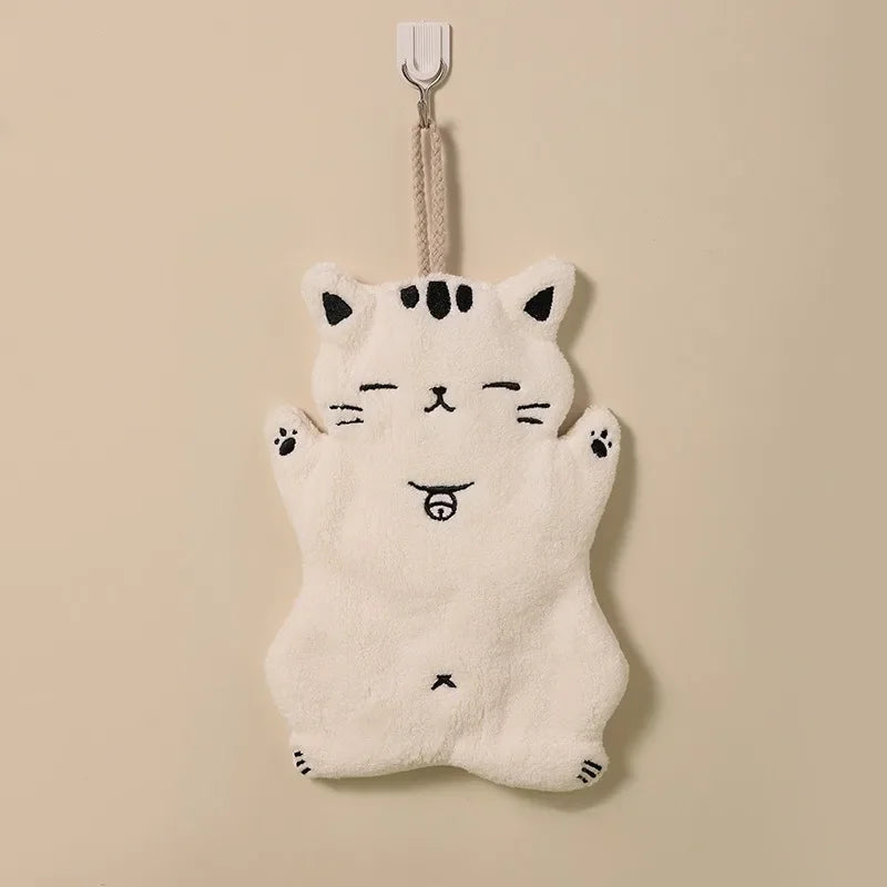 Hanging Hand Towel Home Coral Fleece Hands Towel Kitchen Hanging Washcloth Double-layer Thickened Speed Absorbent Handkerchief