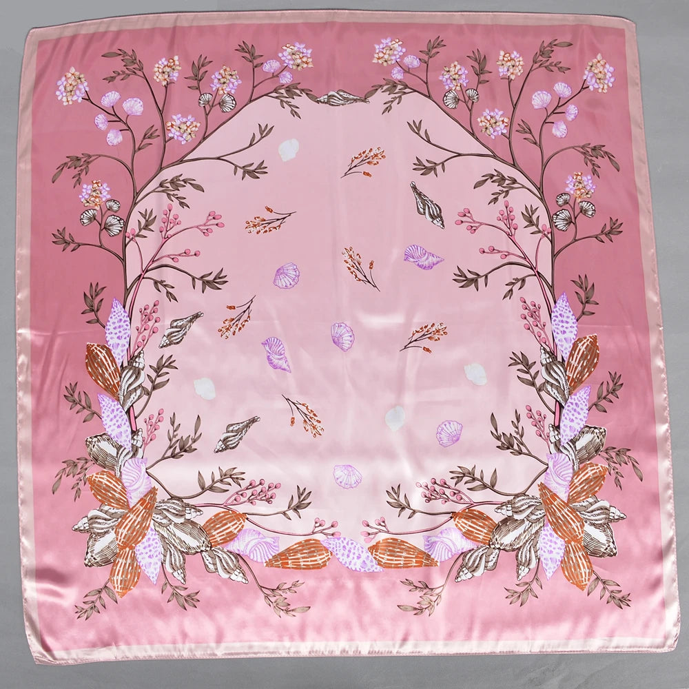 BYSIFA| Pink New Silk Shawl Scarf Women Fashion Elegant Floral Square Satin Scarves Fouldard Fall Winter Neck Scarves Hijiabs