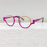 High Quality Japanese Retro Red Patchwork Round Pure Titanium Glasses Frames Men Eyeglasses Women Customizable lenses