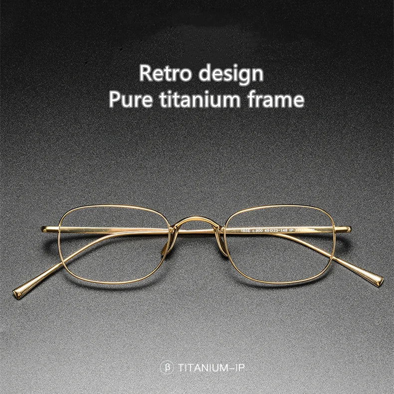 Vintage Small Square Oval 6.5g Ultra-Light Pure Titanium frame ，KJ45|Thin Frame of Golden Wire|For Men and Women