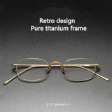Vintage Small Square Oval 6.5g Ultra-Light Pure Titanium frame ，KJ45|Thin Frame of Golden Wire|For Men and Women