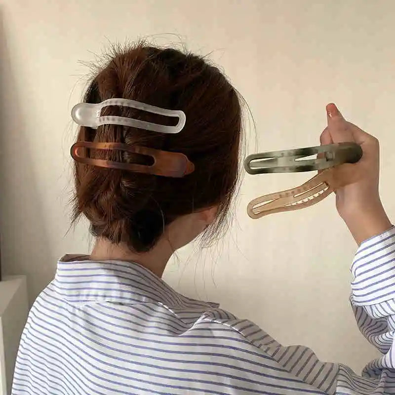 New Acrylic Matte Duckbill Hair Claws Barrettes Bow Solid Color Hair Clips Hair Accessories For Women Hairpin Ponytail Headwear