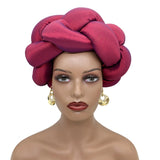 Exaggerated Big Braid Head Band African Raw Silk Turban Cap for Women Nigeria Wedding Party Headpiece Female Headband
