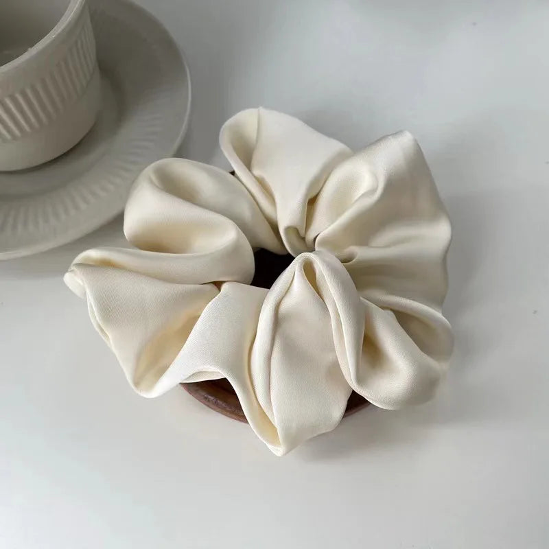 Korean Woman Elegant Satin Elastics Hair Band Solid Color Scrunchies Hair Ties Ladies Ponytail Holder Girls Hair Accessories