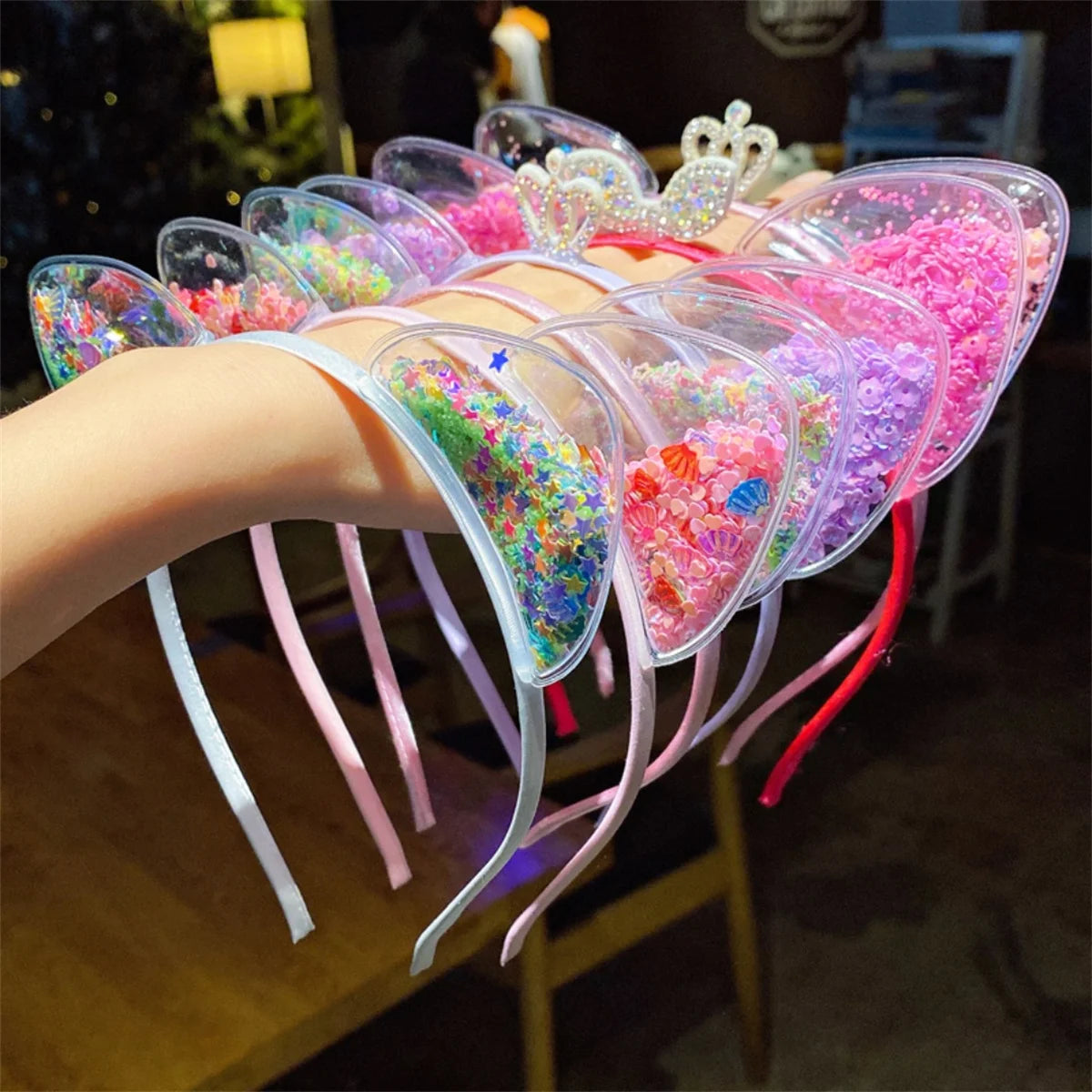 Girls Cute Shining Sequin Cat Ears Hairbands Sweet Ornament Headband Princess Gift Headwear Kids Fashion Hair Accessories