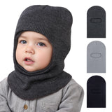 Winter Baby Knitted Hat for Girls Boys Warm Ears Neck Kids Bonnet Hat Scarf One-Piece Children Beanie Baby Cap 1-5Y