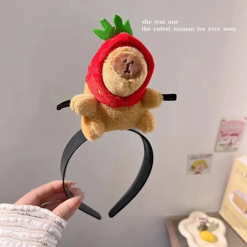 5PCS Headband Cartoon Mouse Hairband New Cartoon Plush Doll Headband French Wide-brim Hairpin Photo Headwear Creative Girl Gift